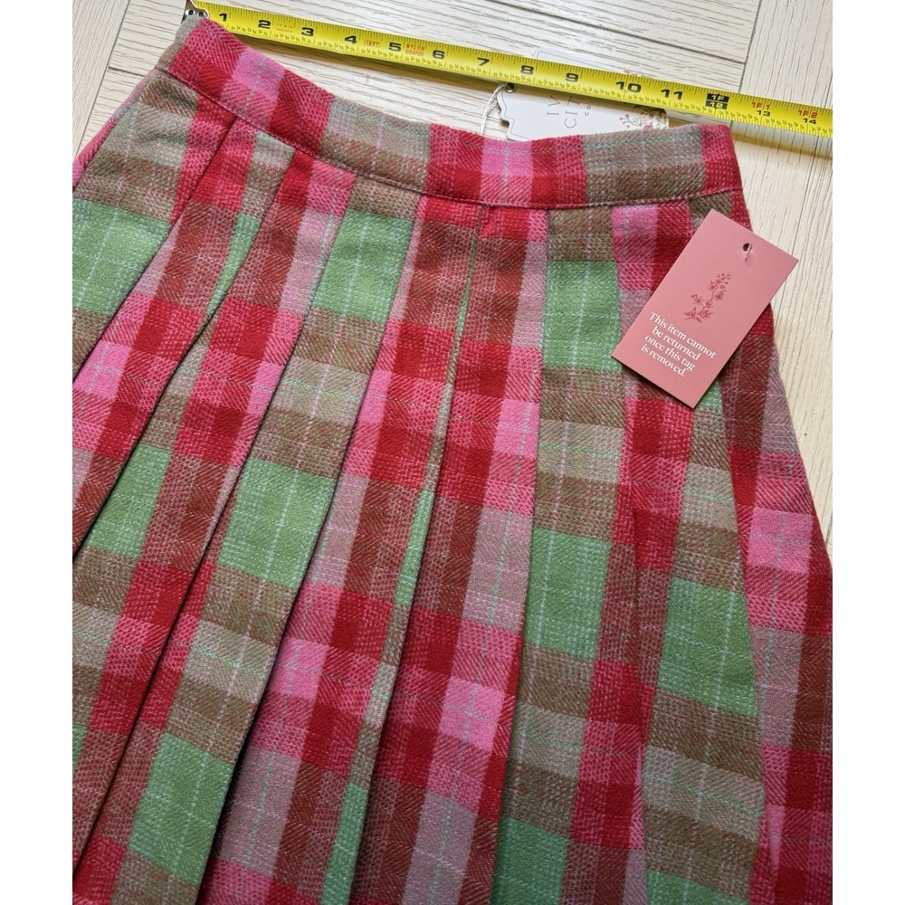Marren Skirt Rosewood Tartan Plaid By Ivy City NWT Wool Lined‎ Mini Red Pink XS - Picture 5 of 11